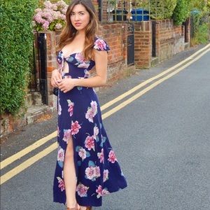 Reformation maxi dress XS blue floral